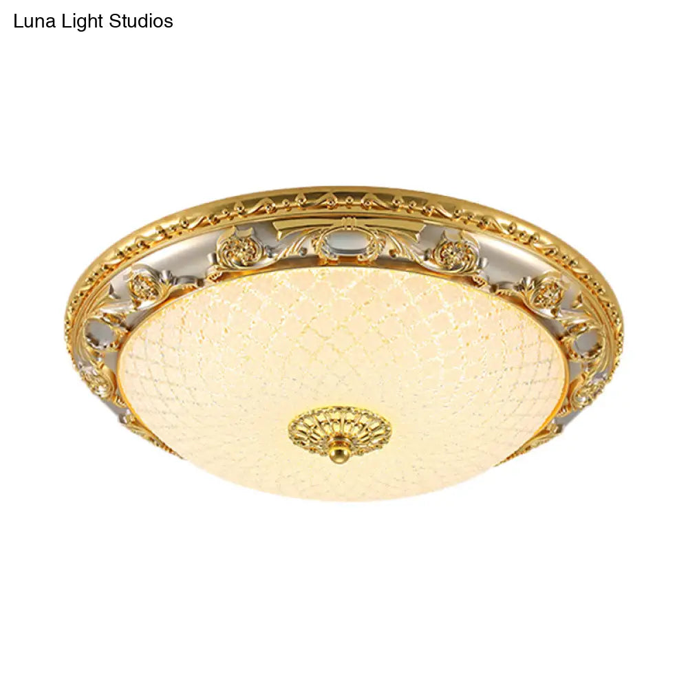 Traditional Veined Glass Gold Bowl - Shaped Led Flushmount Ceiling Light - 12.5’/15’/19’ Wide