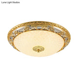 Traditional Veined Glass Gold Bowl - Shaped Led Flushmount Ceiling Light - 12.5’/15’/19’ Wide