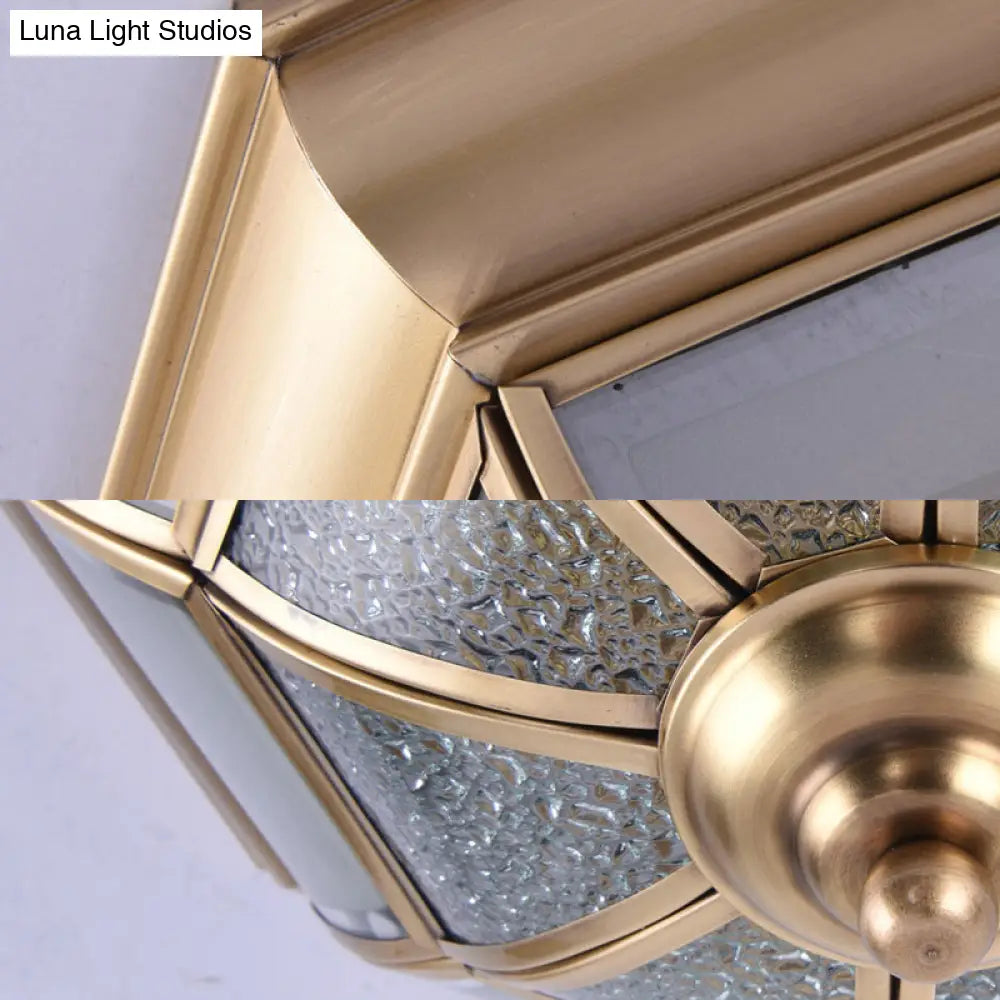 Traditional Water Glass Brass Cone Flush Mount Ceiling Light Fixture - 6/8/10 Bulbs Hallway Décor