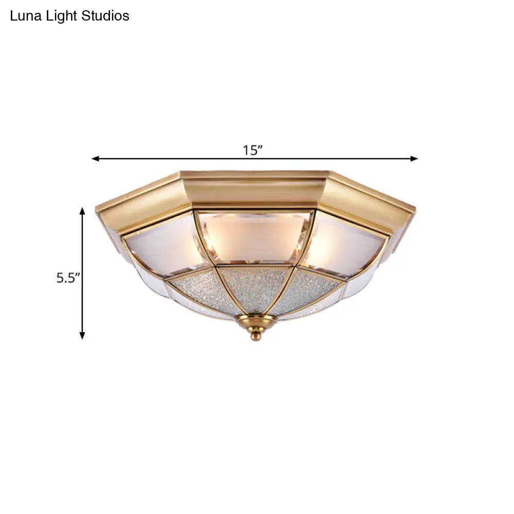 Traditional Water Glass Brass Cone Flush Mount Ceiling Light Fixture - 6/8/10 Bulbs Hallway Décor