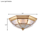 Traditional Water Glass Brass Cone Flush Mount Ceiling Light Fixture - 6/8/10 Bulbs Hallway Décor