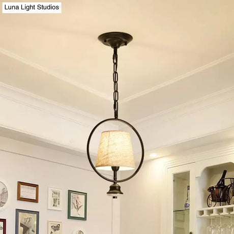 Traditional White Fabric Dining Room Pendant Ceiling Light Fixture