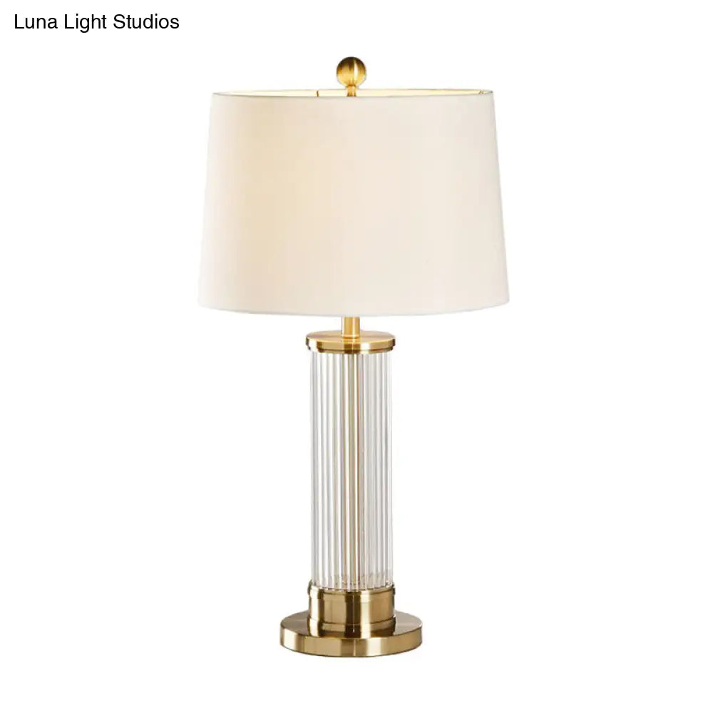 Traditional White Fabric Drum Task Lamp Perfect For Bedroom Reading 14/15 Wide