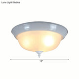 Traditional White Glass Bowl Flush Mount Lamp For Living Room 13’/15’ Wide
