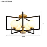 Traditional White Glass Flush Mount Ceiling Fixture With 5 Lights For Living Room