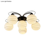 Traditional White Glass Flush Mount Ceiling Light - 3/6/9 Orb Lights For Living Room
