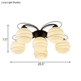 Traditional White Glass Flush Mount Ceiling Light - 3/6/9 Orb Lights For Living Room