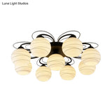 Traditional White Glass Flush Mount Ceiling Light - 3/6/9 Orb Lights For Living Room