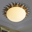 Traditional White Glass Flush Mount Ceiling Light For Dining Room - 1/3 Sunburst Lights Sizes 9’
