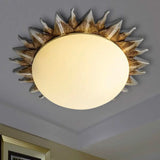 Traditional White Glass Flush Mount Ceiling Light For Dining Room - 1/3 Sunburst Lights Sizes 9’