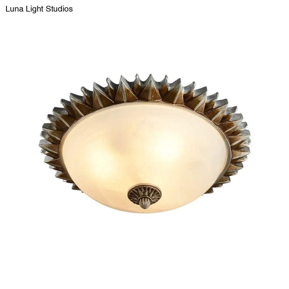 Traditional White Glass Flush Mount Ceiling Light For Dining Room - 1/3 Sunburst Lights Sizes 9’