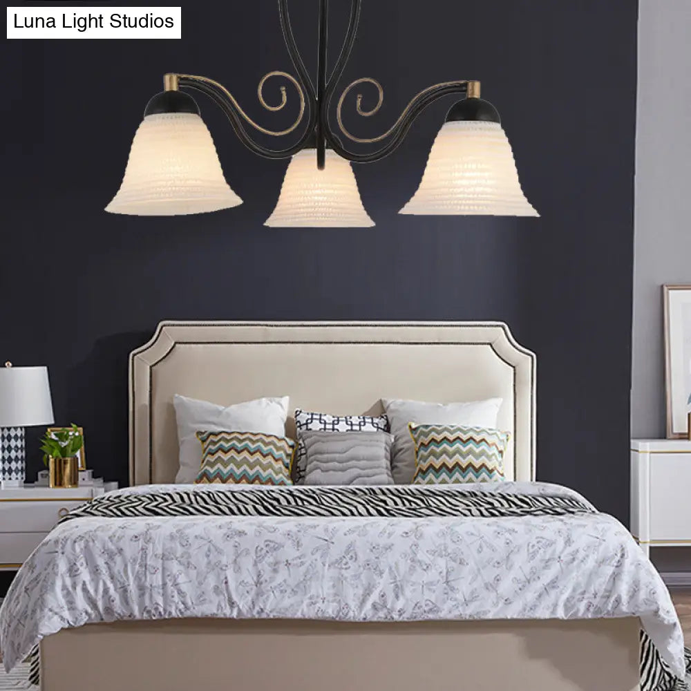 Traditional White Glass Semi-Mount Living Room Ceiling Light With 3 Lights By Bell