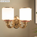 Traditional White Glass Wall Mount Sconce Lamp With Brass Finish