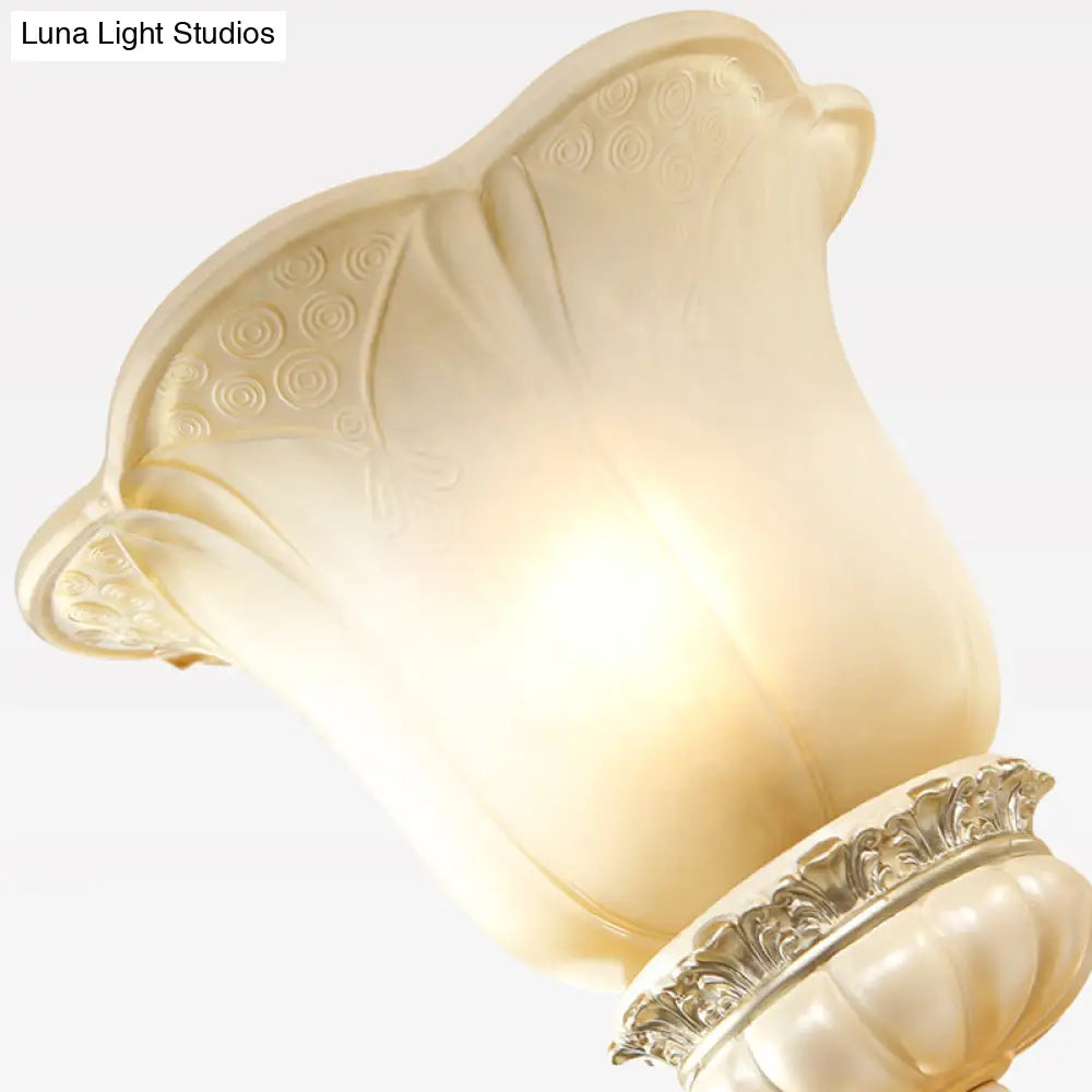Traditional White Glass Wall Mount Sconce Light With Crystal Drop - 1/2 Lights For Hallways