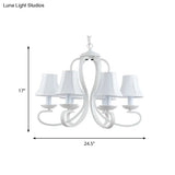 Traditional White Scalloped Chandelier - 3/6/8 Light Fabric Hanging Pendant For Living Room