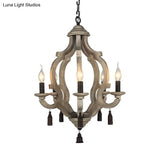 Traditional Wood Ceiling Light: 5-Light Dark/Wood/White Lantern Chandelier For Bedroom
