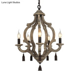 Traditional Wood Ceiling Light: 5-Light Dark/Wood/White Lantern Chandelier For Bedroom