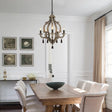 Traditional Wood Ceiling Light: 5-Light Dark/Wood/White Lantern Chandelier For Bedroom Dark