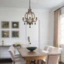 Traditional Wood Ceiling Light: 5-Light Dark/Wood/White Lantern Chandelier For Bedroom Dark
