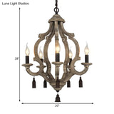 Traditional Wood Ceiling Light: 5-Light Dark/Wood/White Lantern Chandelier For Bedroom