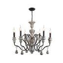 Traditional Wooden Candelabra Ceiling Chandelier For Dining Room With Curved Rustic Arm 6 / Rust