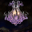 Traditionalist Raindrop Purple/Red Crystal Ball Chandelier Pendant Light With Chrome Down Lighting -