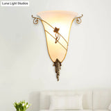 Traditionary White Glass Wall Mounted Brass Bell Sconce: 1-Head Lighting For Living Room
