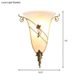 Traditionary White Glass Wall Mounted Brass Bell Sconce: 1-Head Lighting For Living Room