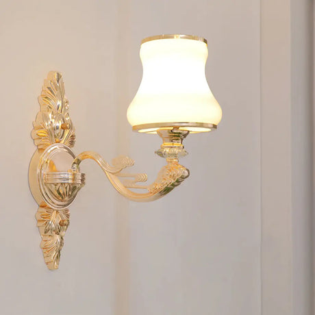 Transitional Flare Wall Sconce With Frosted Glass - White Light For Living Room 1 / B