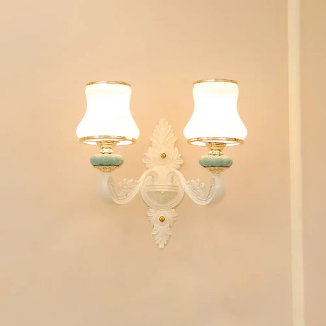 Transitional Flare Wall Sconce With Frosted Glass - White Light For Living Room 2 / C