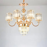 Transitional Rose Gold Pendant Light With Crystal Block Chandelier 6 /