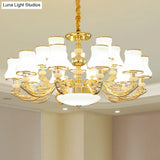 Transitional White Glass Pendant Lighting With Elegant Gold Finish