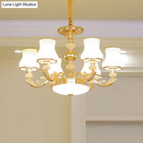 Transitional White Glass Pendant Lighting With Elegant Gold Finish