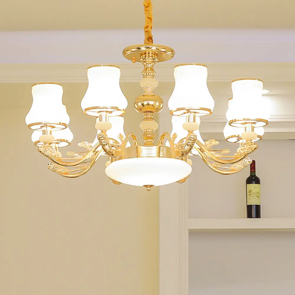 Transitional White Glass Pendant Lighting With Elegant Gold Finish 8 /