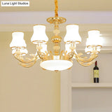 Transitional White Glass Pendant Lighting With Elegant Gold Finish