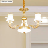 Transitional White Glass Pendant Lighting With Elegant Gold Finish