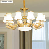 Transitional White Glass Pendant Lighting With Elegant Gold Finish