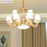 Transitional White Glass Pendant Lighting With Elegant Gold Finish