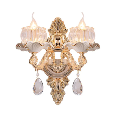 Translucent Crystal Led Wall Mount Light - Traditional White/Blue Candle Design With 1/2 Lights 2 /