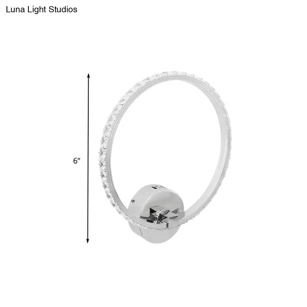 Translucent Crystal Sconce Light - Modern Led Wall Lighting Fixture | Chrome Finish 6/8/10 H