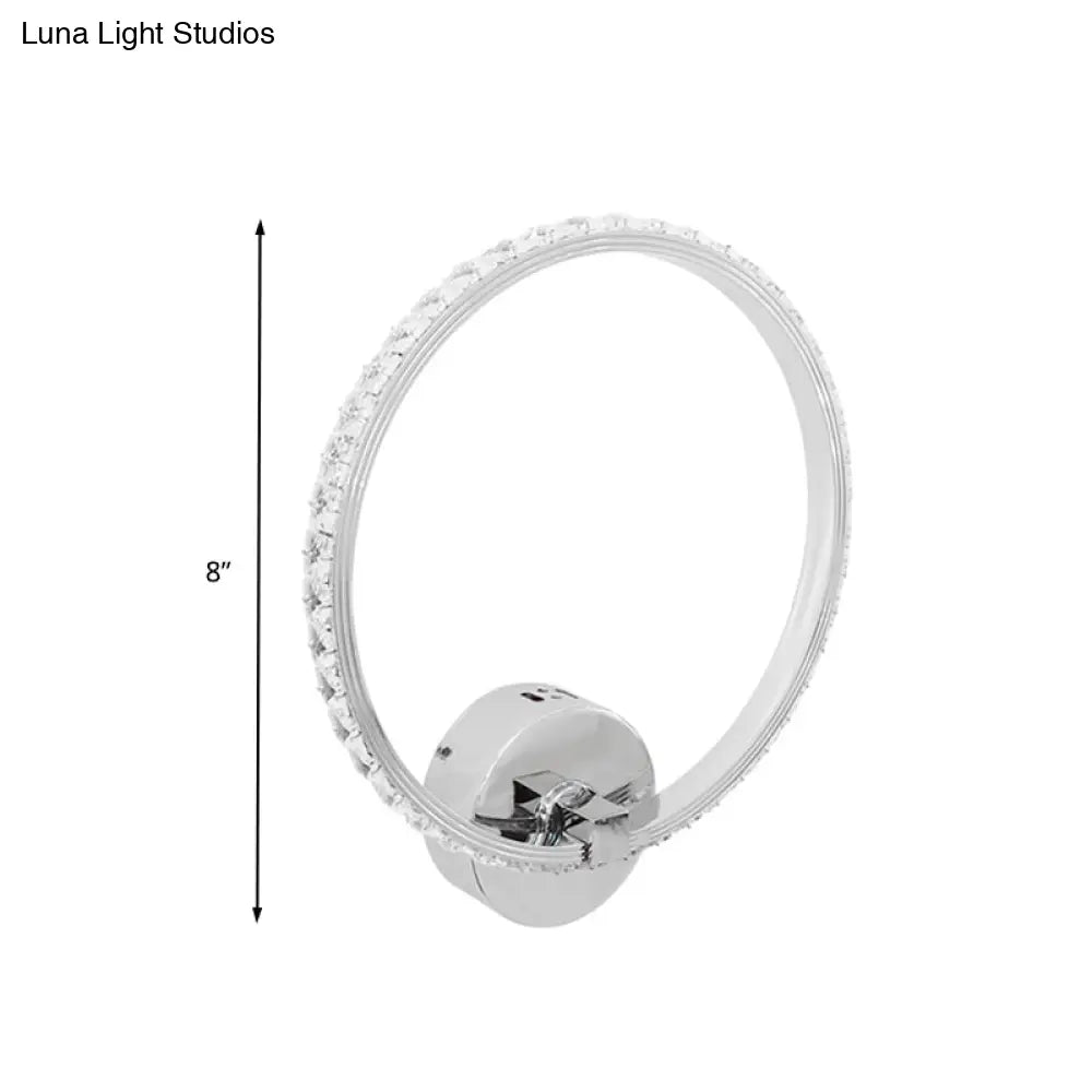 Translucent Crystal Sconce Light - Modern Led Wall Lighting Fixture | Chrome Finish 6/8/10 H