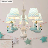 Trapezoid Shade Hanging Ceiling Lamp With Swan Fabric: Nordic Chandelier For Bedrooms