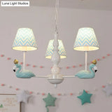 Trapezoid Shade Hanging Ceiling Lamp With Swan Fabric: Nordic Chandelier For Bedrooms