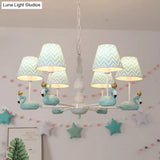 Trapezoid Shade Hanging Ceiling Lamp With Swan Fabric: Nordic Chandelier For Bedrooms