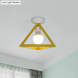 Triangle Ceiling Fixture With Cage Shade Loft - Style 1 - Bulb Metal Semi - Flush Mount Light –