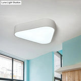 Triangular Fun: Kids Led Acrylic Flush Mount Light In White/Yellow/Purple For Close To Ceiling