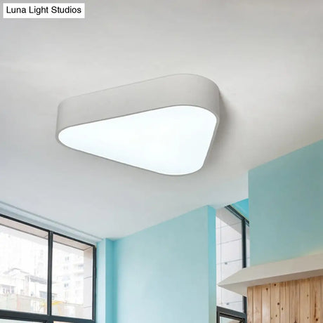 Triangular Fun: Kids Led Acrylic Flush Mount Light In White/Yellow/Purple For Close To Ceiling