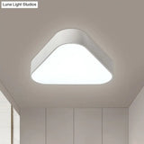 Triangular Fun: Kids Led Acrylic Flush Mount Light In White/Yellow/Purple For Close To Ceiling