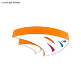 Tropical Fish Led Ceiling Light For Kids Rooms - Red/Yellow/Blue Acrylic Flush Mount Lamp