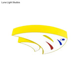 Tropical Fish Led Ceiling Light For Kids Rooms - Red/Yellow/Blue Acrylic Flush Mount Lamp